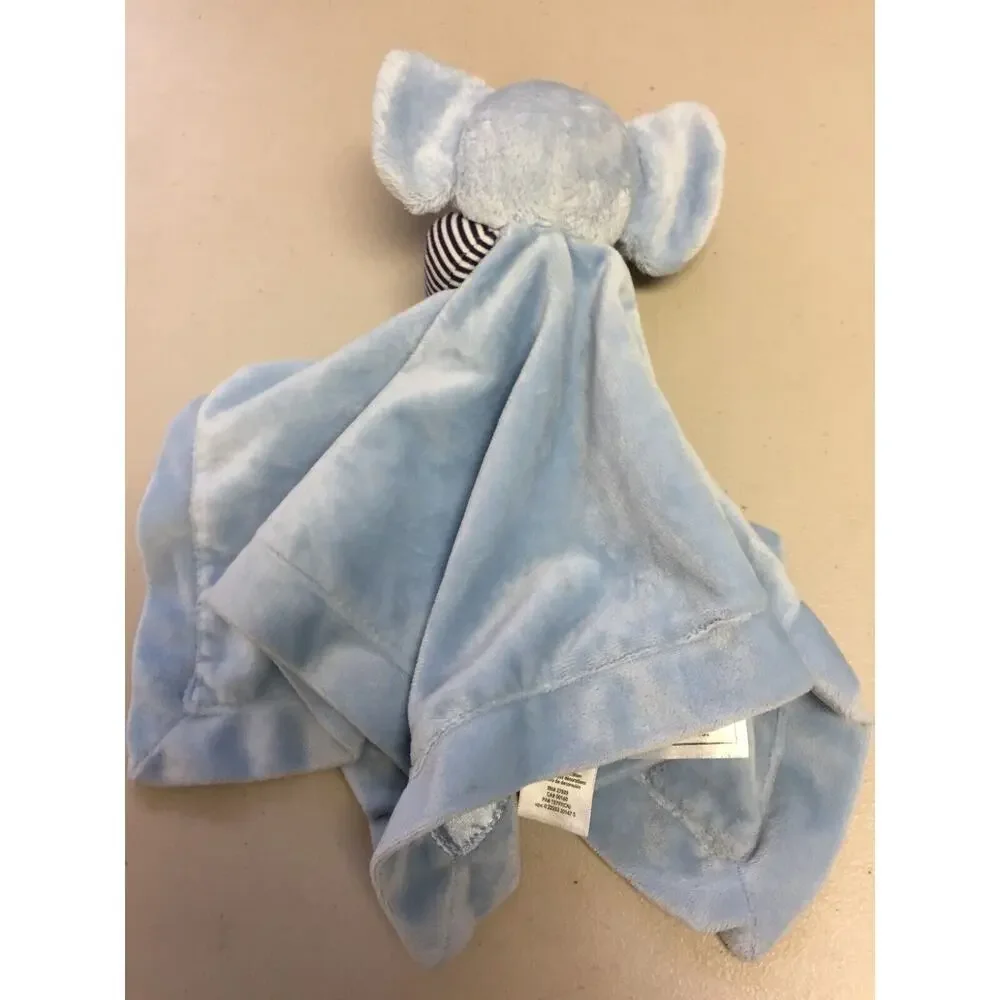 Carters Baby Blue Elephant Lovey Rattle Security Blanket Striped Navy Plush Toy
